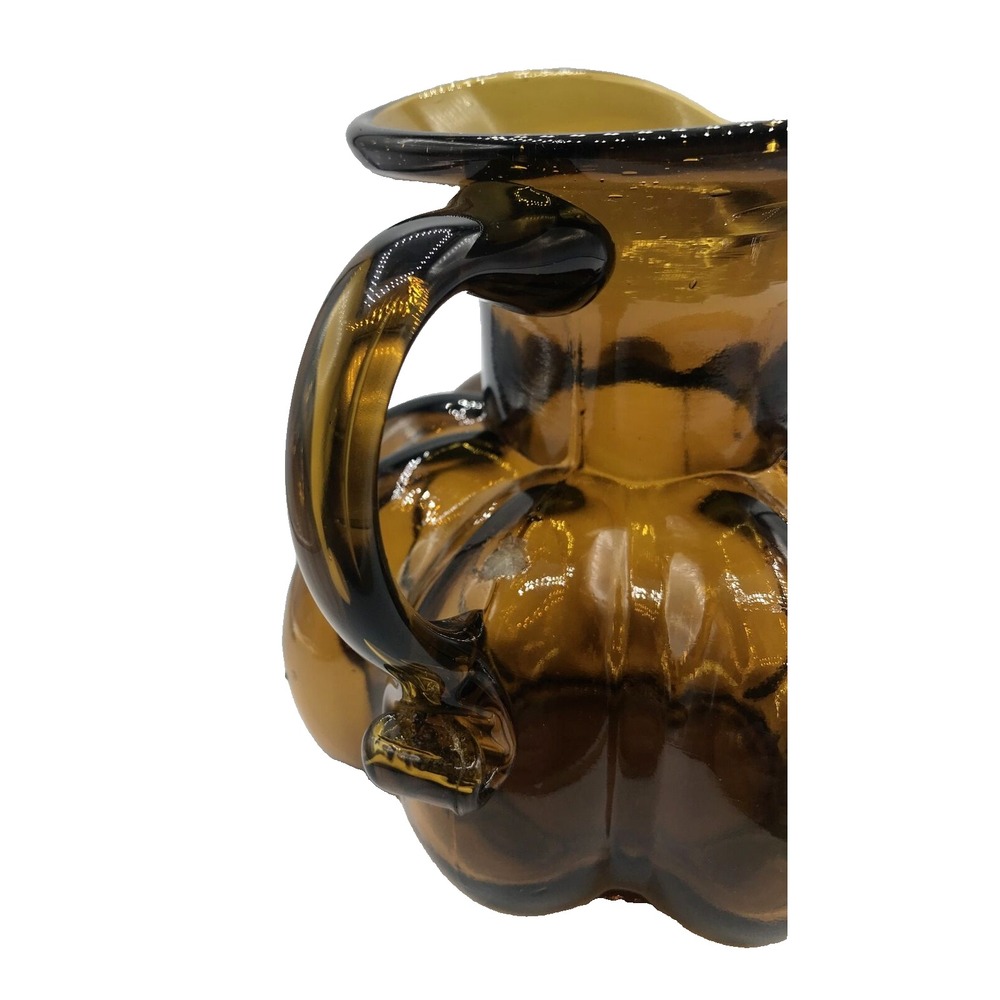 Amber GLASS  Hand Blown‎ Glass Pitcher - Picture 8 of 15